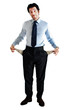 Poor businessman turns out his empty pocket Poor businessman turns out his empty pocket