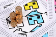 Receipts,coins and house