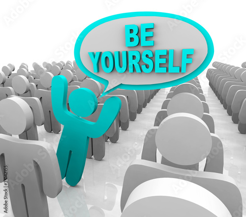 Illustration: Be Yourself - One Different Person Standing Out in a Crowd Be Yourself - One Different Person Standing Out in a Crowd