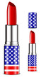 abstract usa lipsticks isolated on white background