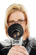 Frau mit Filmkamera