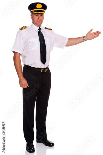 Photo: Airline pilot welcome gesture Airline pilot welcome gesture