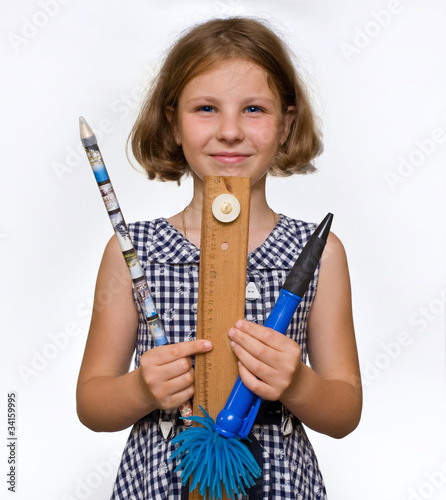 Photo: girl with a ruler girl with a ruler