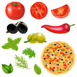 Vettoriale: Set Of Products With Pizza Set Of Products With Pizza