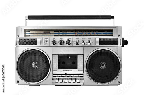 Photo: retro ghetto blaster isolated with clipping path retro ghetto blaster isolated with clipping path