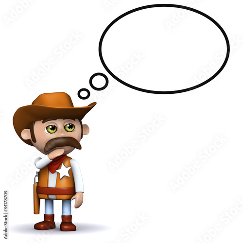Illustration: 3d Sheriff has a good think 3d Sheriff has a good think