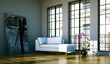 Wohndesign - Loft mit weissem Sofa