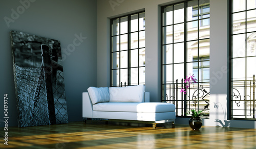 Photo: Wohndesign - Loft mit weissem Sofa Wohndesign - Loft mit weissem Sofa