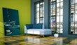 Wohndesign - Loft mit grüner Wand