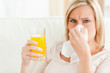 Sick blonde woman