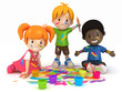 3D Render of Kids Painting