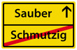sauber schmutzig reinigung schild zeichen