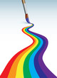 Brush  paints rainbow
