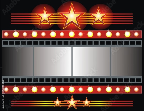 Vector: Star shape neon for poster at cinema event Star shape neon for poster at cinema event