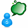 Plastic Person Icon with Speech Bubble and Tie