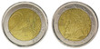 Pièce de deux euros vue des deux faces