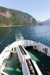 Ship in fjord.