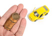 Toy car and coins