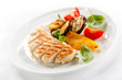 Grilled meat and vegetables