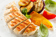 Grilled meat and vegetables