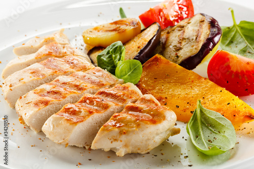 Photo: Grilled meat and vegetables Grilled meat and vegetables