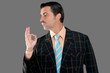 salesman occupation tacky man ok gesture profile