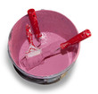 Photo: Paintbrush and pink paint, construction Paintbrush and pink paint, construction