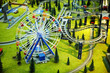 Model - park with a Ferris wheel and railway