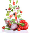 Fresh salad with ingredients in motion Fresh salad with ingredients in motion