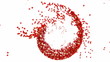 Red cherry flow with slow motion over white