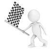 Competition. 3D little human character holding Checker Flag