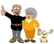 Seniorenpaar mit Hund
