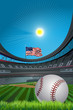 baseball stadium and sun