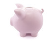 Side view of pink piggy bank with clipping path Side view of pink piggy bank with clipping path