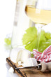white wine, grape and cheese