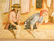 détail fresque murale lavoir d'Aiguines, Verdon, Var, Provence détail fresque murale lavoir d'Aiguines, Verdon, Var, Provence