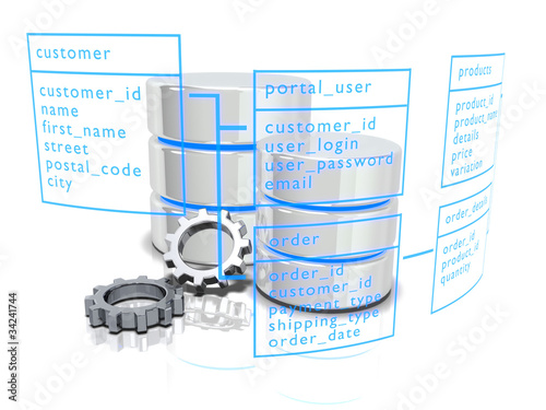 Illustration: rendered concept of a database table structure rendered concept of a database table structure