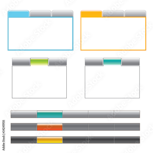 Vector: 4 tab boxes and 3 navigation menus 4 tab boxes and 3 navigation menus
