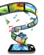 Smartphone with photos, video, music, and games