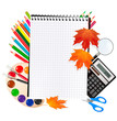 Back to school. Notepad with school supplies. Vector. Back to school. Notepad with school supplies. Vector.
