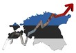 Euros graph on Estonia map flag illustration