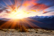 Dawn in mountains