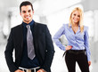Smiling business partners