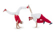 Teenager dancing breakdance in action