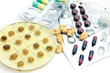 Penicillum colonies and different pills Penicillum colonies and different pills