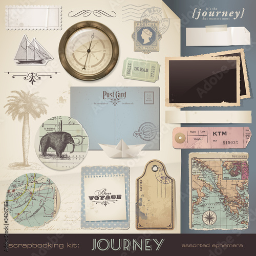 Vector: digital scrapbooking kit: Journey - assorted ephemera digital scrapbooking kit: Journey - assorted ephemera
