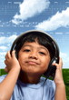 Young boy enjoying Music