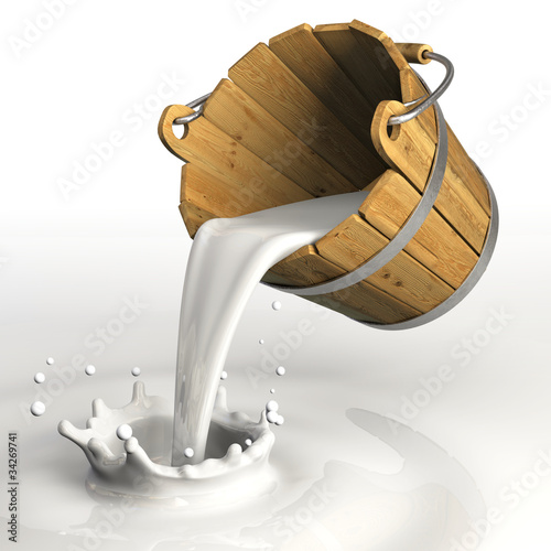 Illustration: Bucket pouring milk Bucket pouring milk