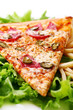 Close up view of fresh pizza