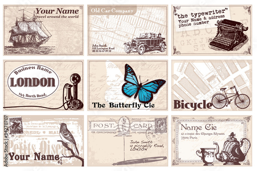 Vector: 12 cartes de visites rétro 12 cartes de visites rétro